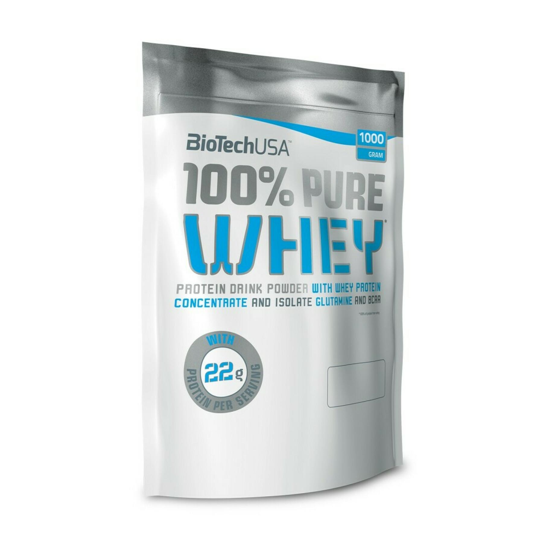 Embalagem de 10 sacos de proteína de soro de leite 100% puro Biotech USA - Neutre - 1kg