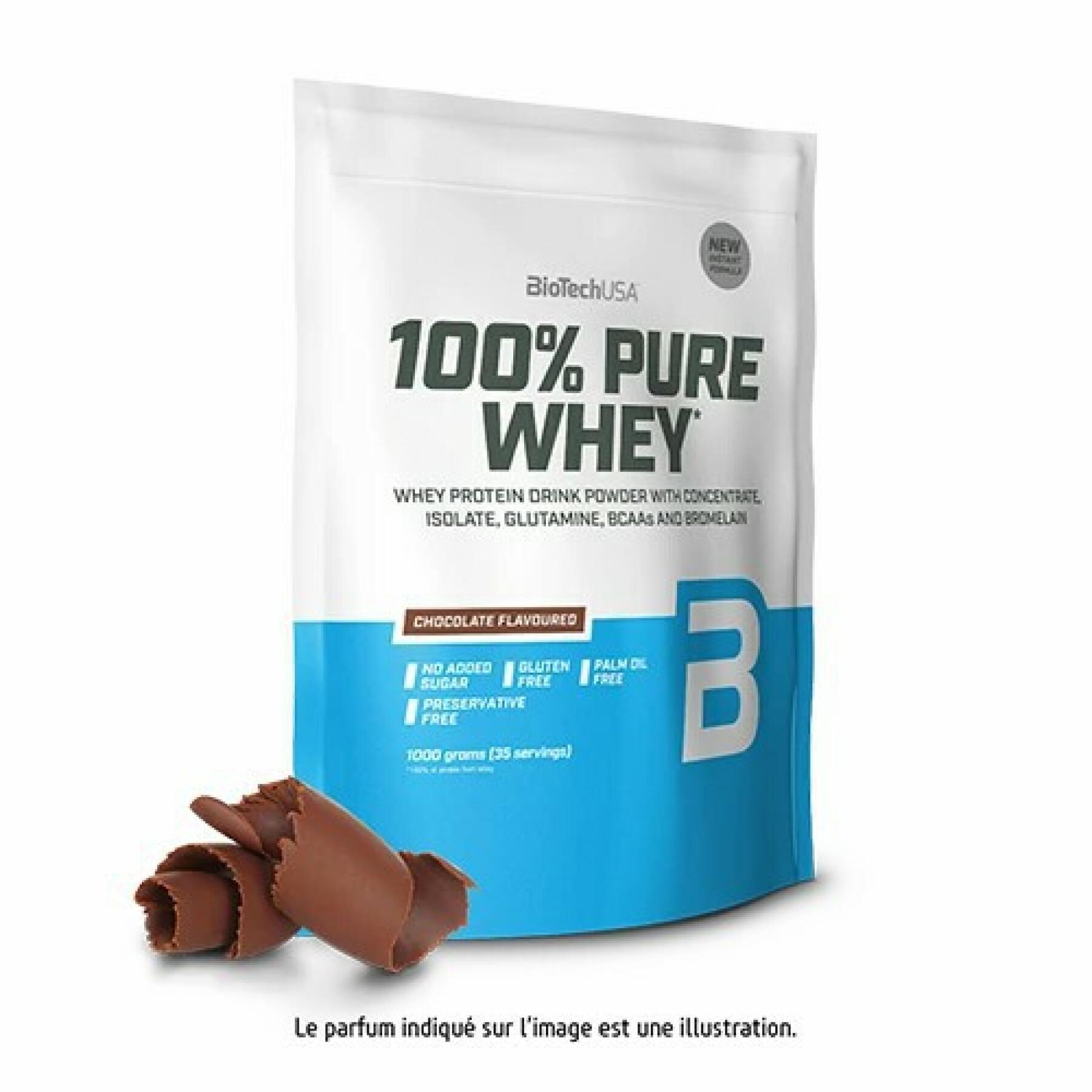Embalagem de 10 sacos de proteína de soro de leite 100% puro Biotech USA - Chocolate - 1kg