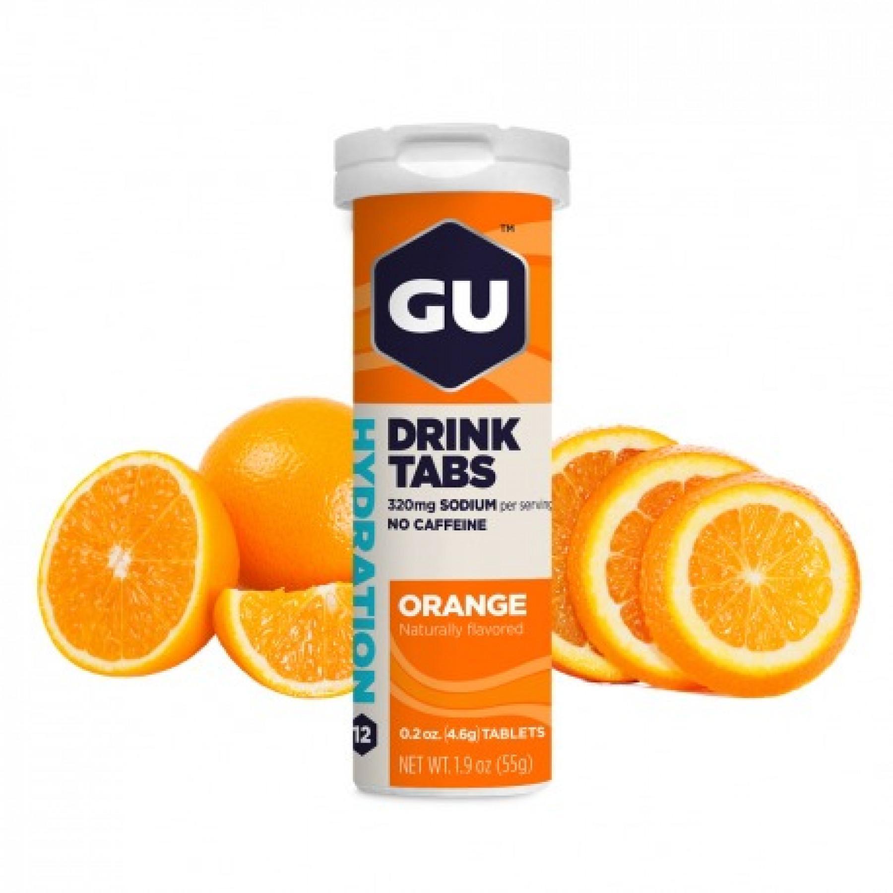 Tubo de 12 comprimidos de hidratação Gu Energy orange (x8)