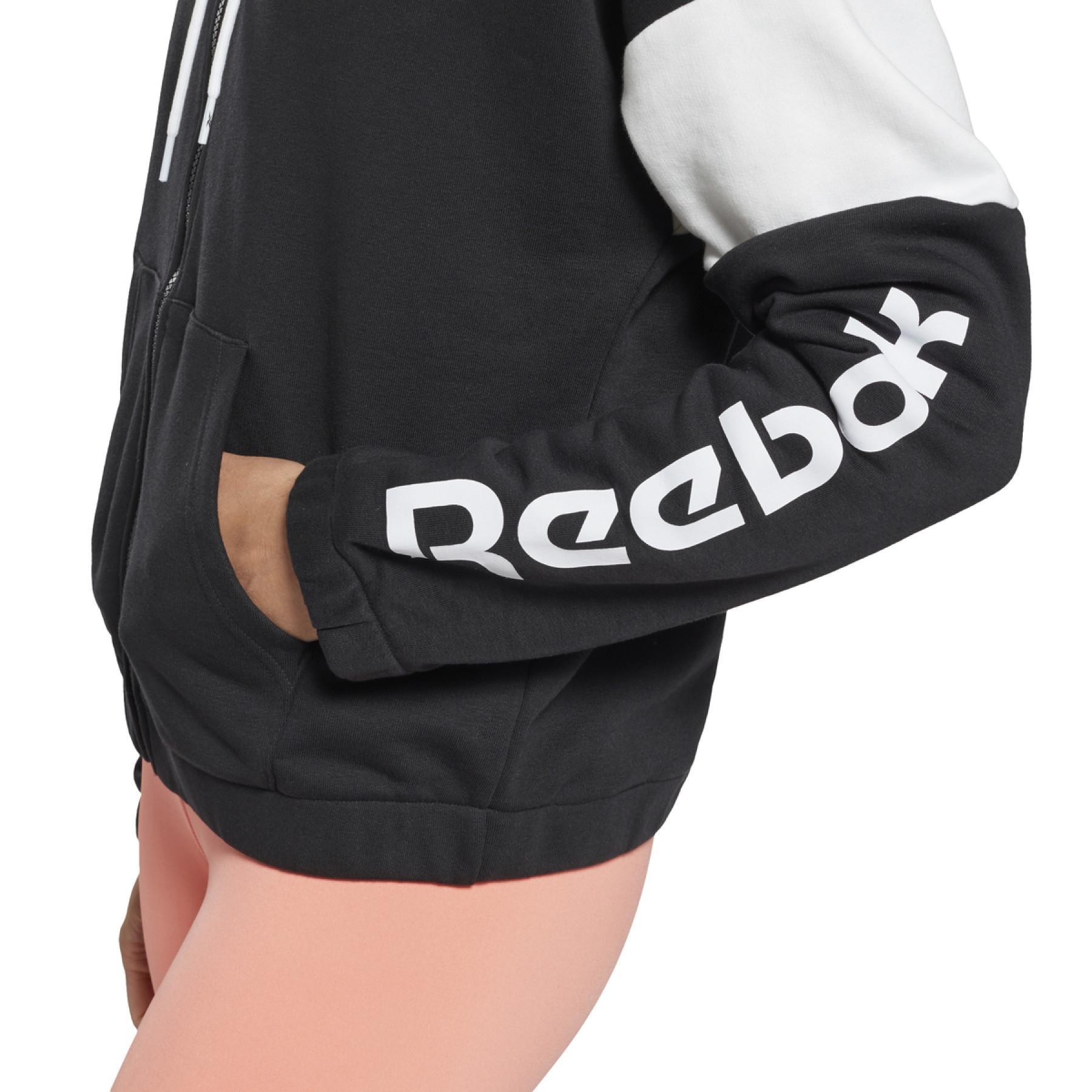 Camisola com capuz feminino Reebok Linear Logo French Terry Zip-Up