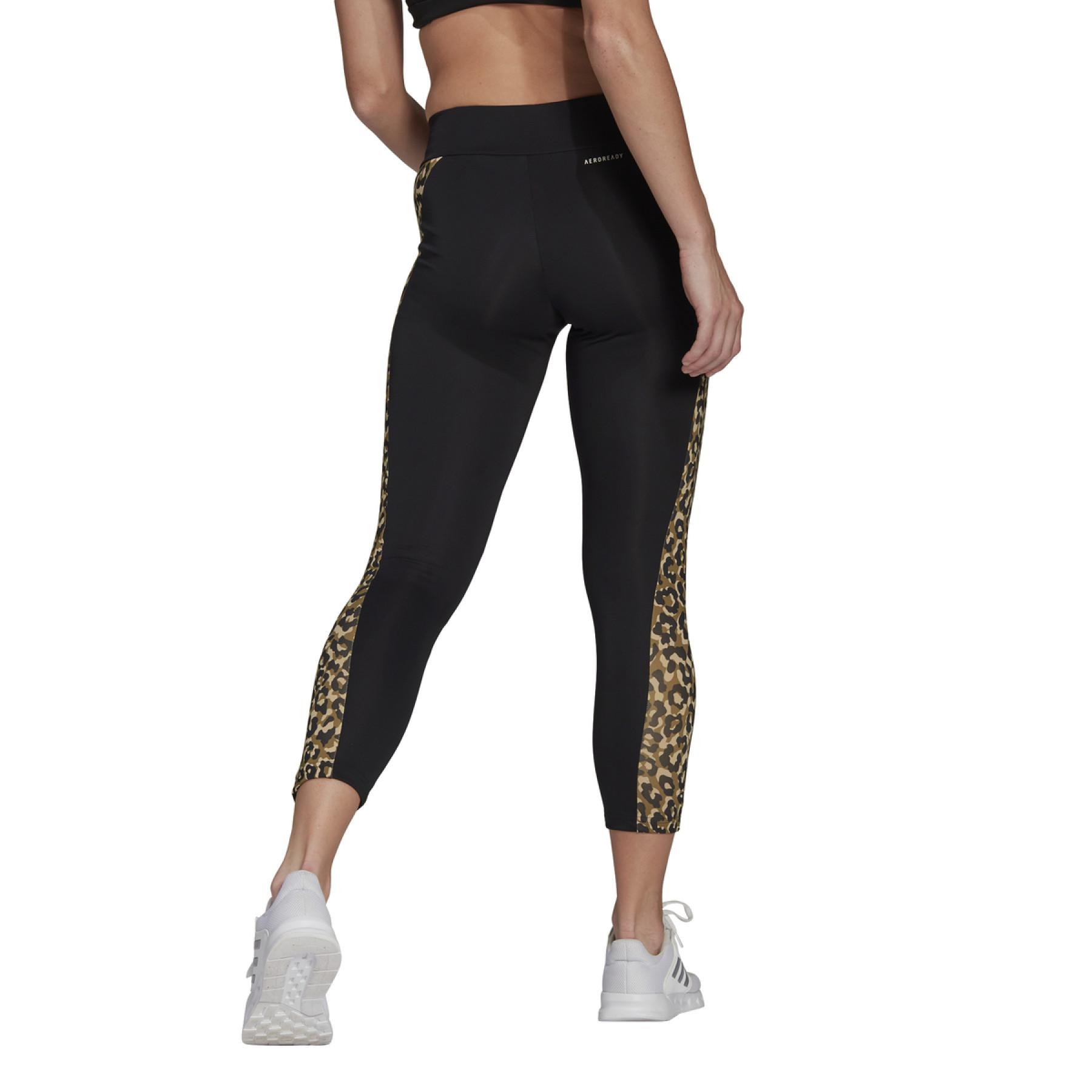 Pernas de mulher adidas Designed To Move Aeoready Leopard Imprimé 7/8