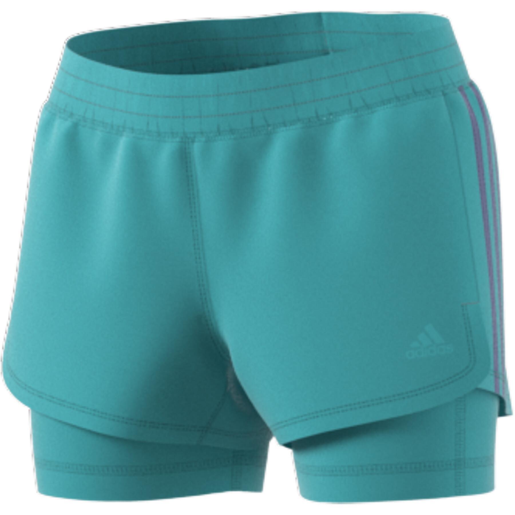 Calções mulher adidas Pacer Woven Two-In-One
