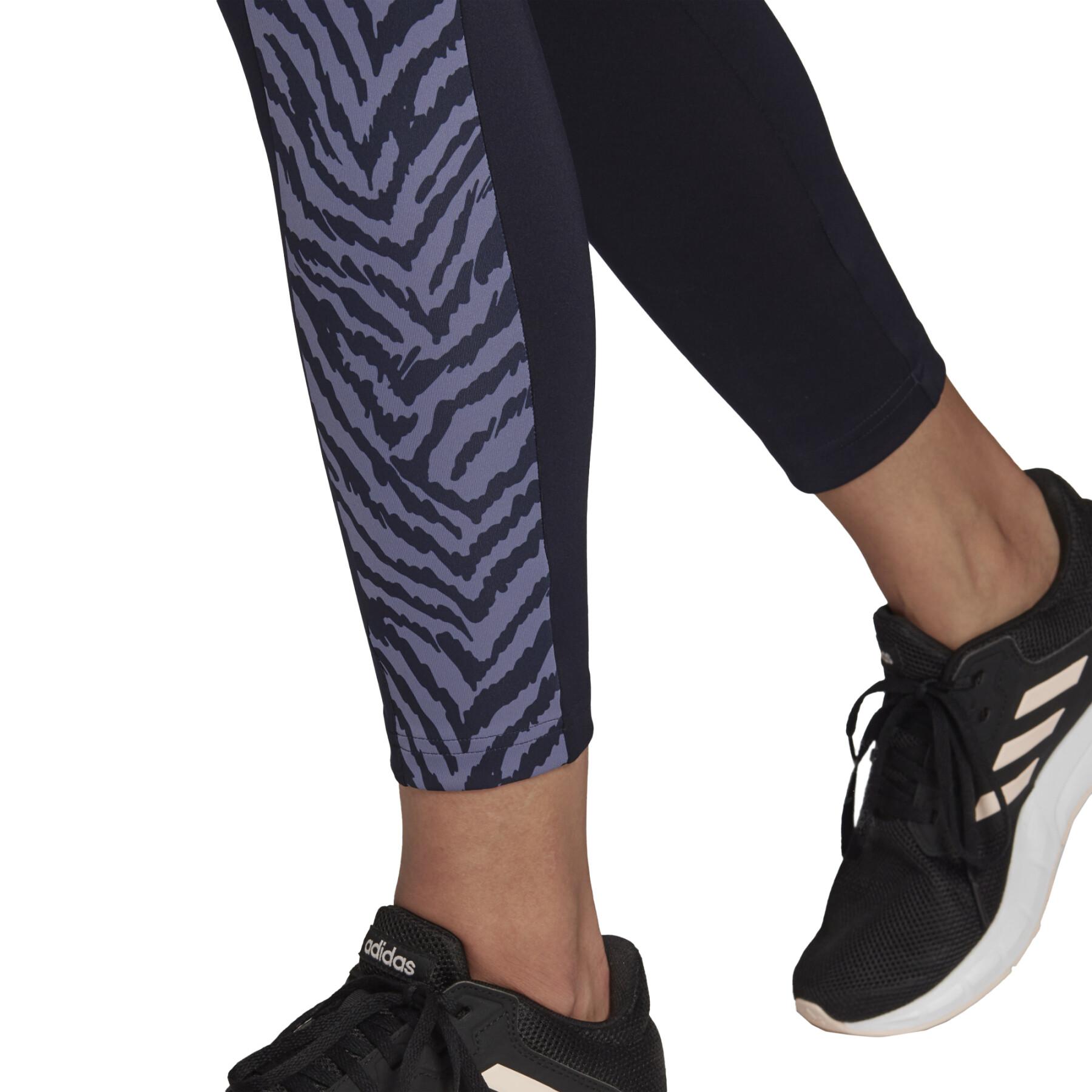 Meias-calças 7/8 femininas adidas High-Rise Sport Zebra