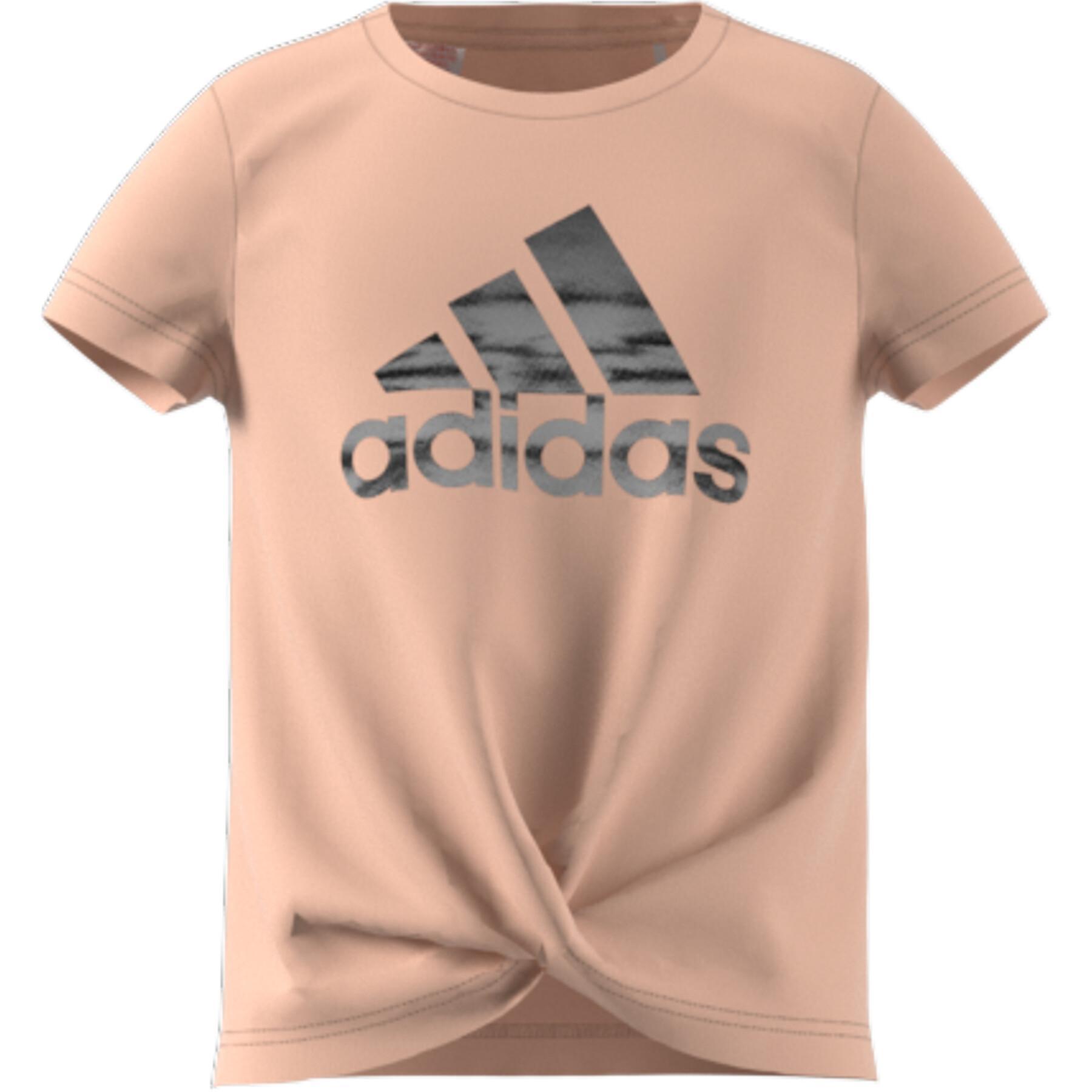 T-shirt rapariga adidas Primegreen AEROREADY Training Dance Move Knotted Metallic Logo-Print