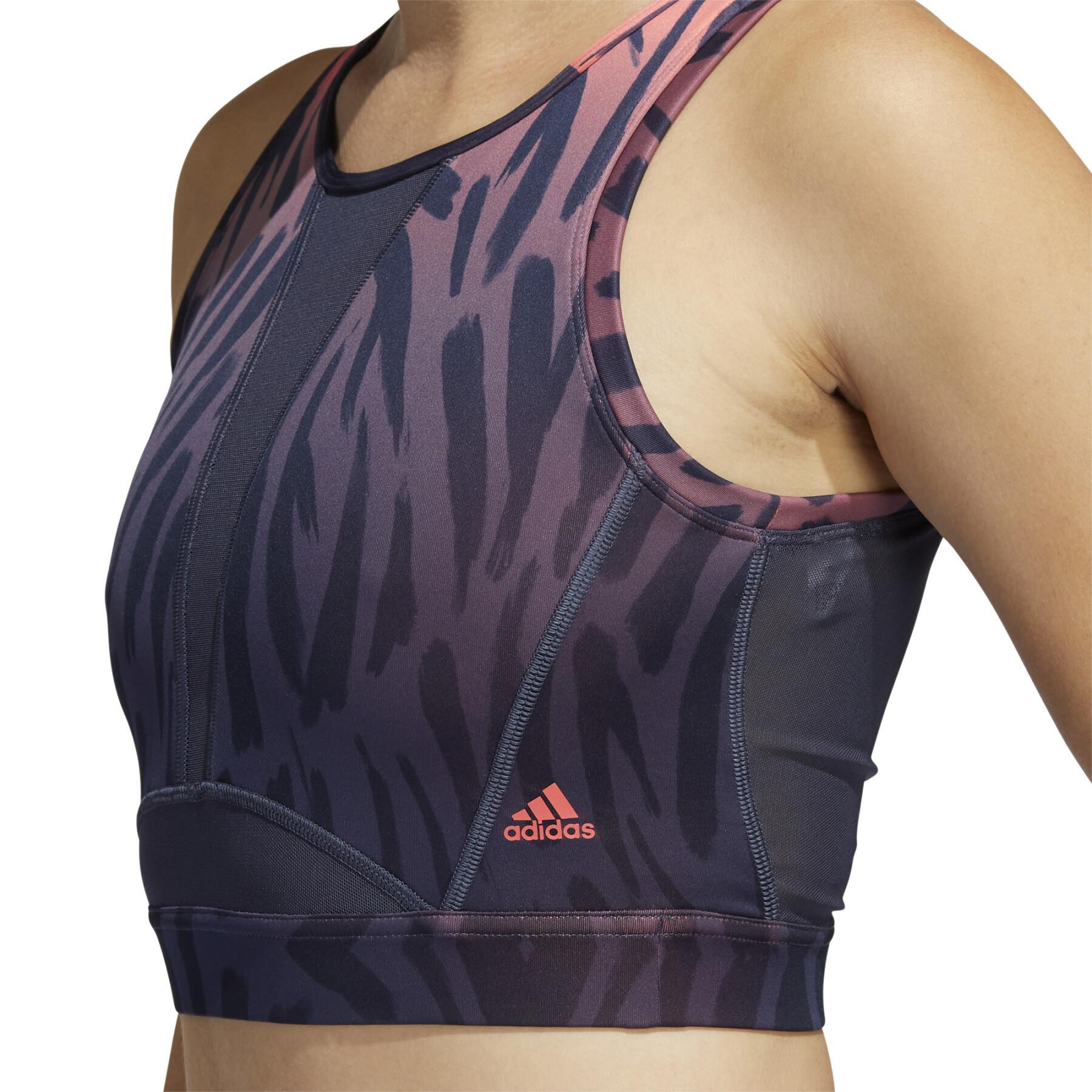 Soutien feminino adidas Training Light-Support Long-Line Tiger-Print